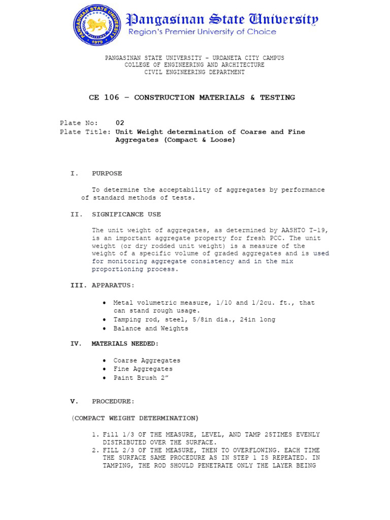 CE 106 Plate No. 2 | PDF | Weight | Volume