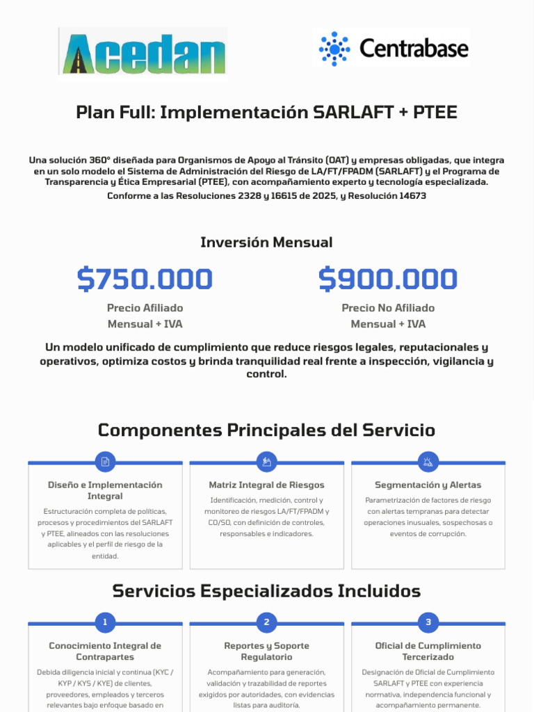 Acedan-Centrabase Servicio Full Sarlaft + Ptee Todo Incluido | PDF ...