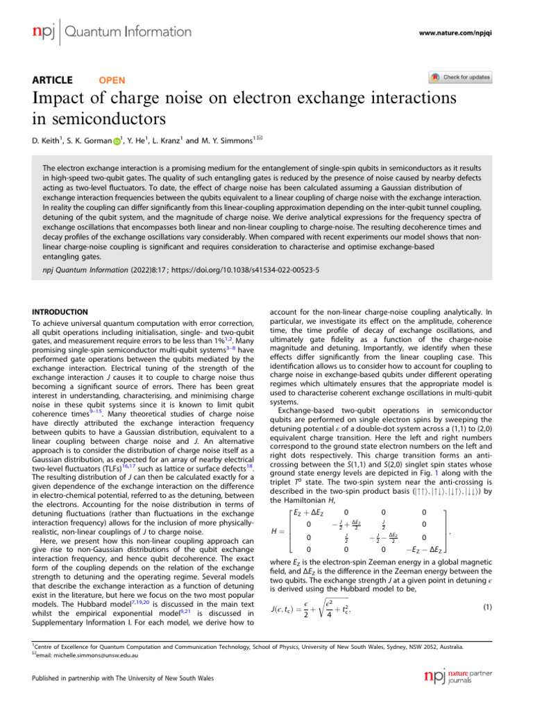 Impact of Charge Noise On Electron Exchange Interactions in ...