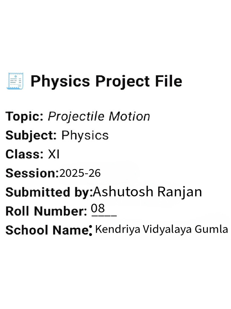 Class 11th Projectile Motion | PDF