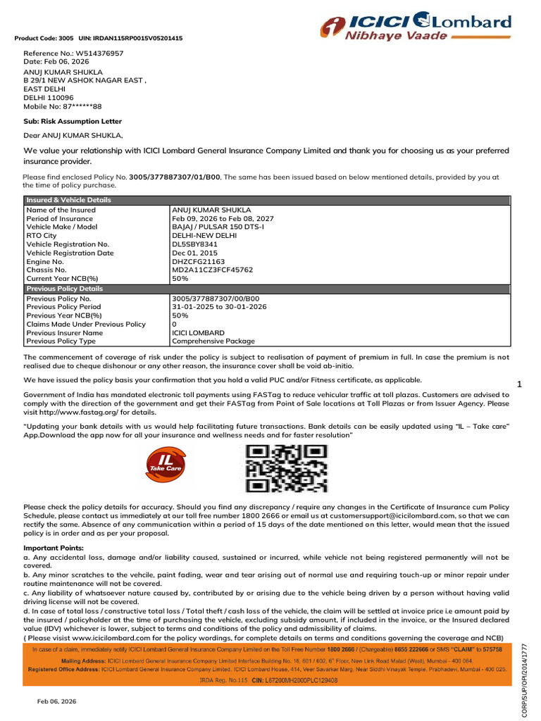 3005 377887307 01 B00dl5sby8341 | PDF | Insurance | Pro Rata