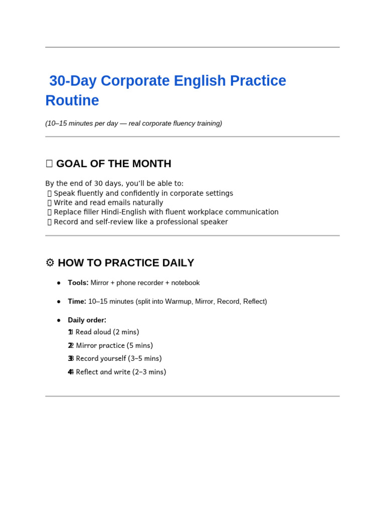 ? 30-Day Corporate English Practice Routine (November Edition) by ...
