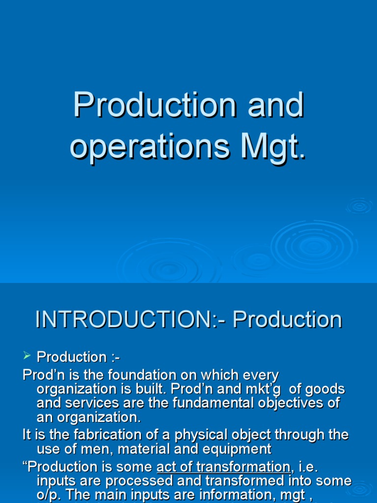 1 Production And Operations Mgt Product Design Factors Of Production