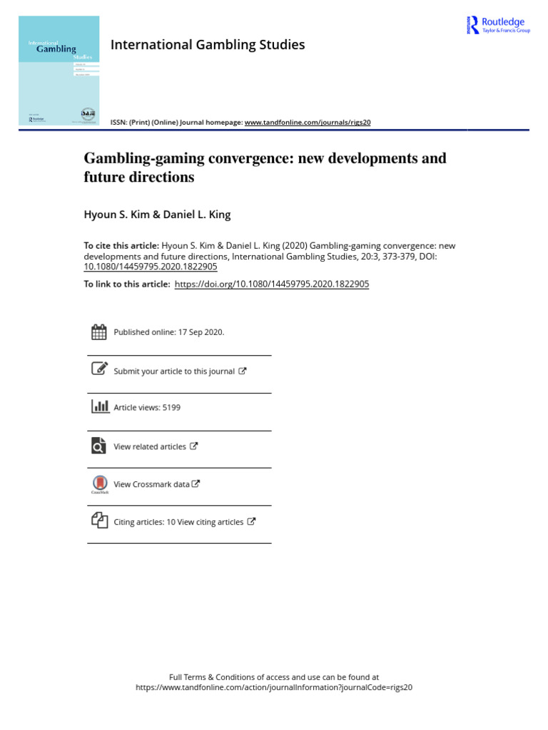 Gambling-Gaming Convergence New Developments and Future Directions ...