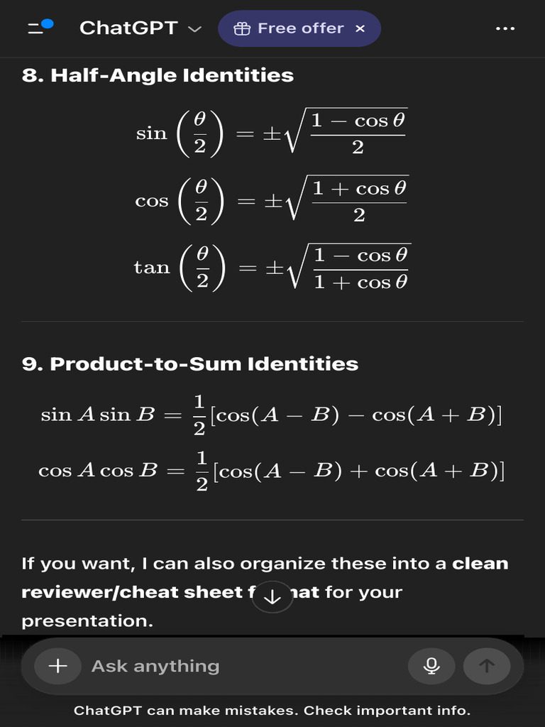 Trigonometric Identities List | PDF