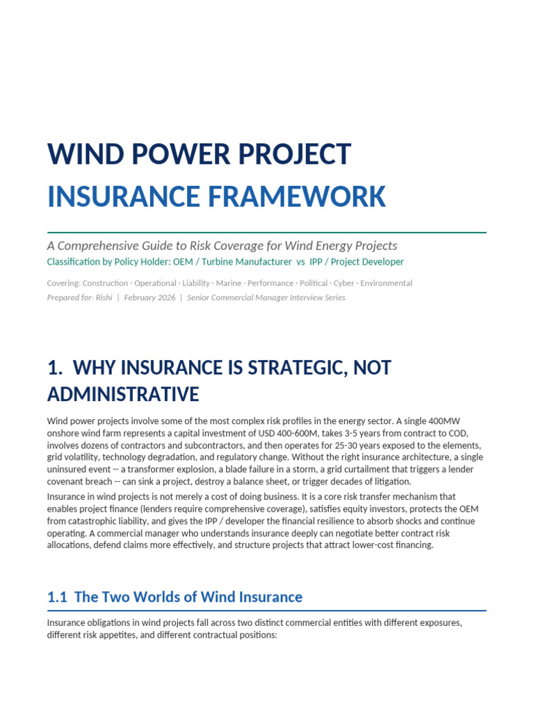 Wind Project Insurance Framework | PDF | Liability Insurance | Insurance