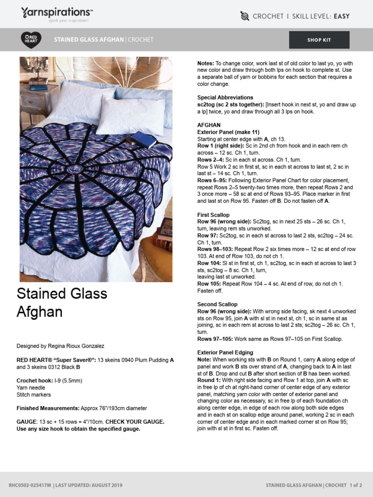 RHC0502-025417M Afghan Crochet Stained Glass | PDF | Crochet | Yarn