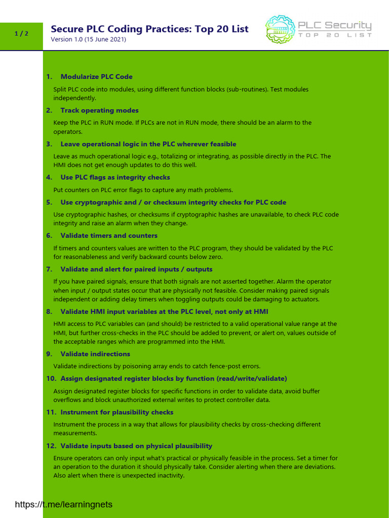 Secure PLC Coding Practices | PDF | Programmable Logic Controller ...