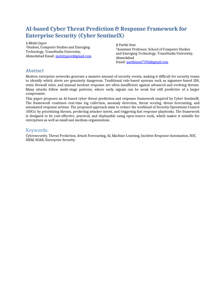 AI-based Cyber Threat Prediction & Response Framework For Enterprise ...