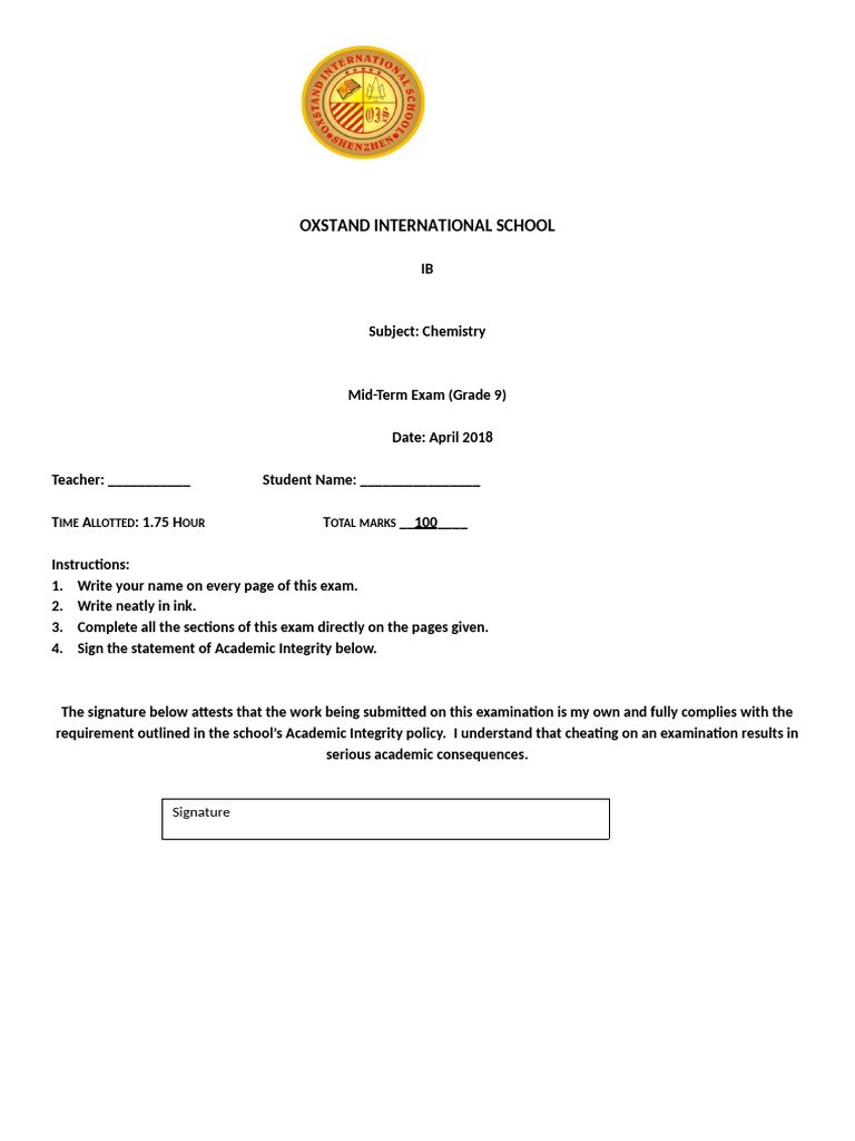Grade 9 Chemistry | PDF