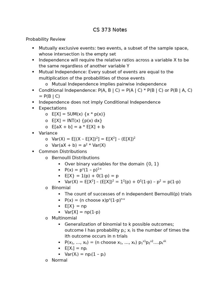 Lecture 3 Notes | PDF | Variance | Probability