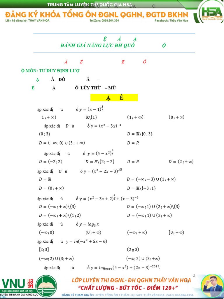 b26 - Bt - Hsa- Hàm Sô - Đồ Thị Lũy Thừa - Mũ - Lôgarit | PDF