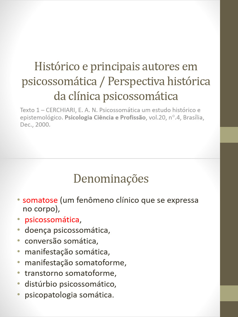 Conceito de Psicossomatica | PDF | Distúrbio mental | Medicina ...