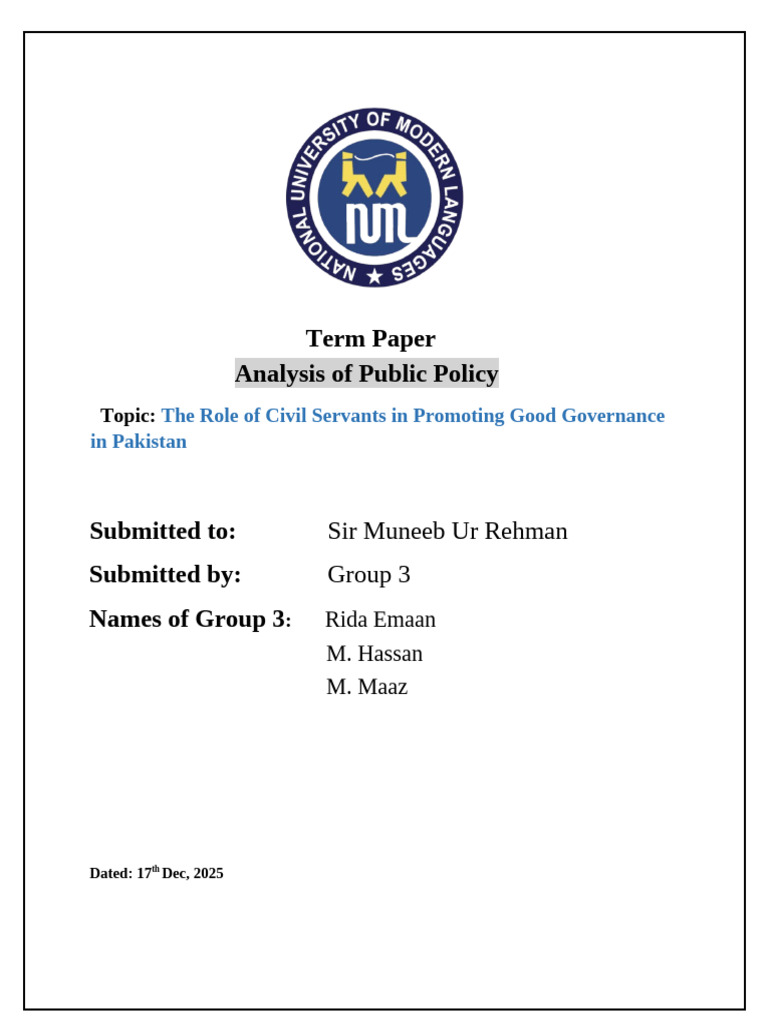 Term Paper | PDF | Governance | Accountability