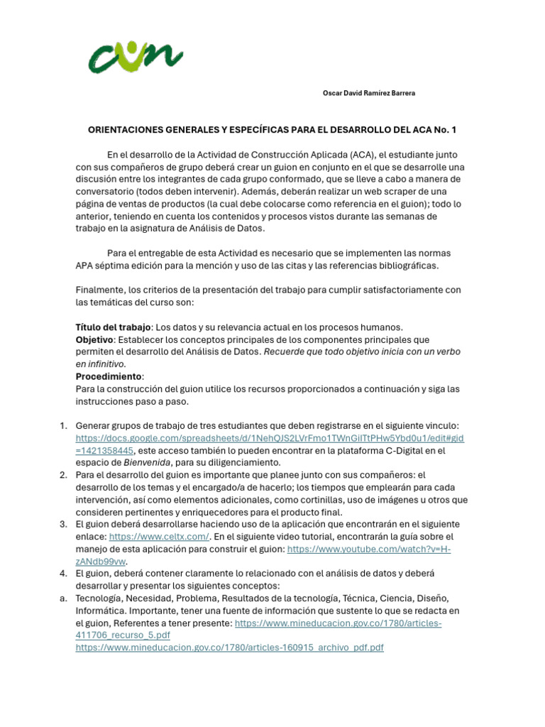 ACA1-Análisis de Datos | PDF | Análisis de los datos | Red mundial