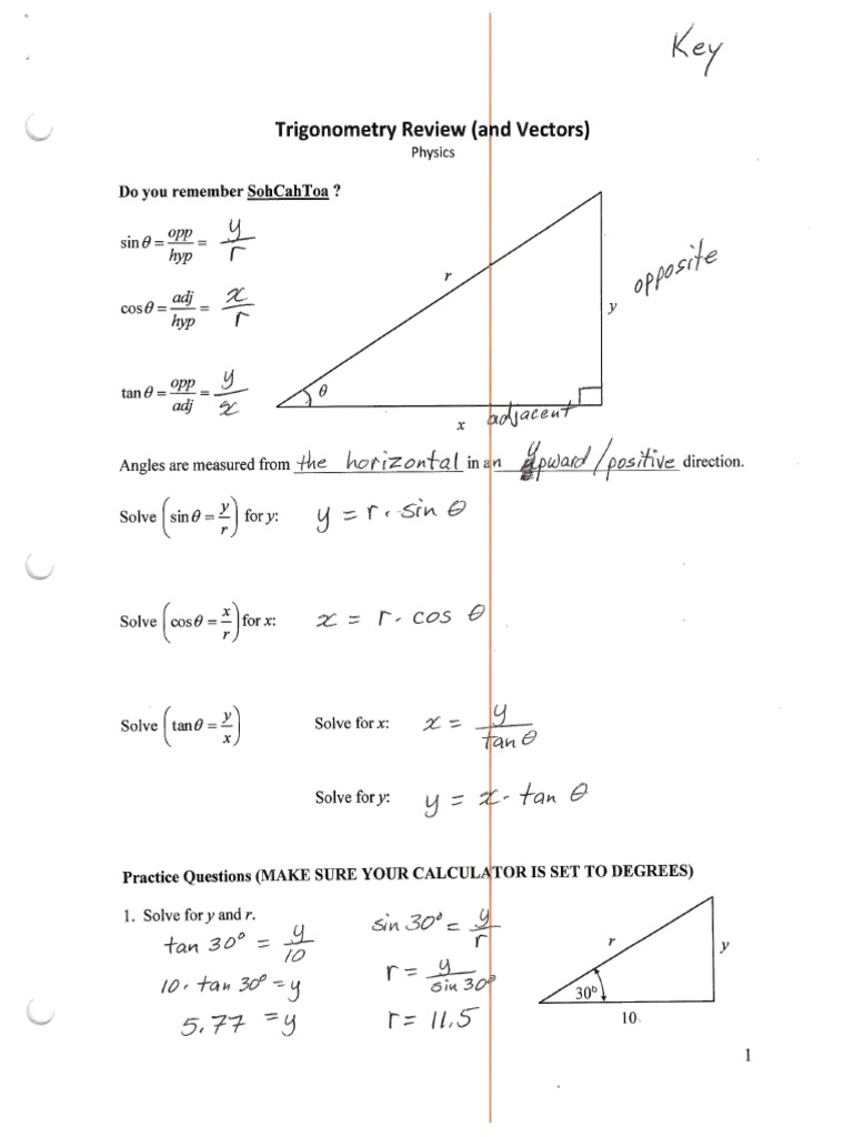 2 - Z Answer Key - Trigonometry Review | PDF