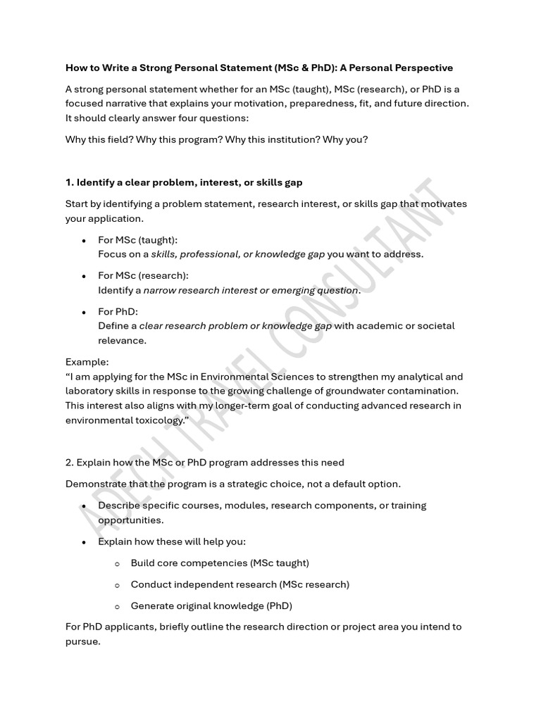 How To Write A Strong Personal Statement | PDF | Doctor Of Philosophy ...