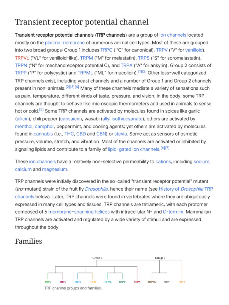 Transient Receptor Potential Channel - Wikipedia | PDF | Cell Biology ...