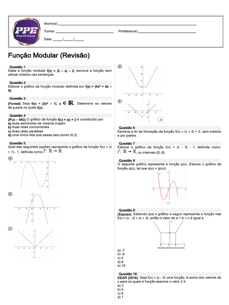 Função Modular (Revisão) | PDF | Função (Matemática) | Linha (Geometria)