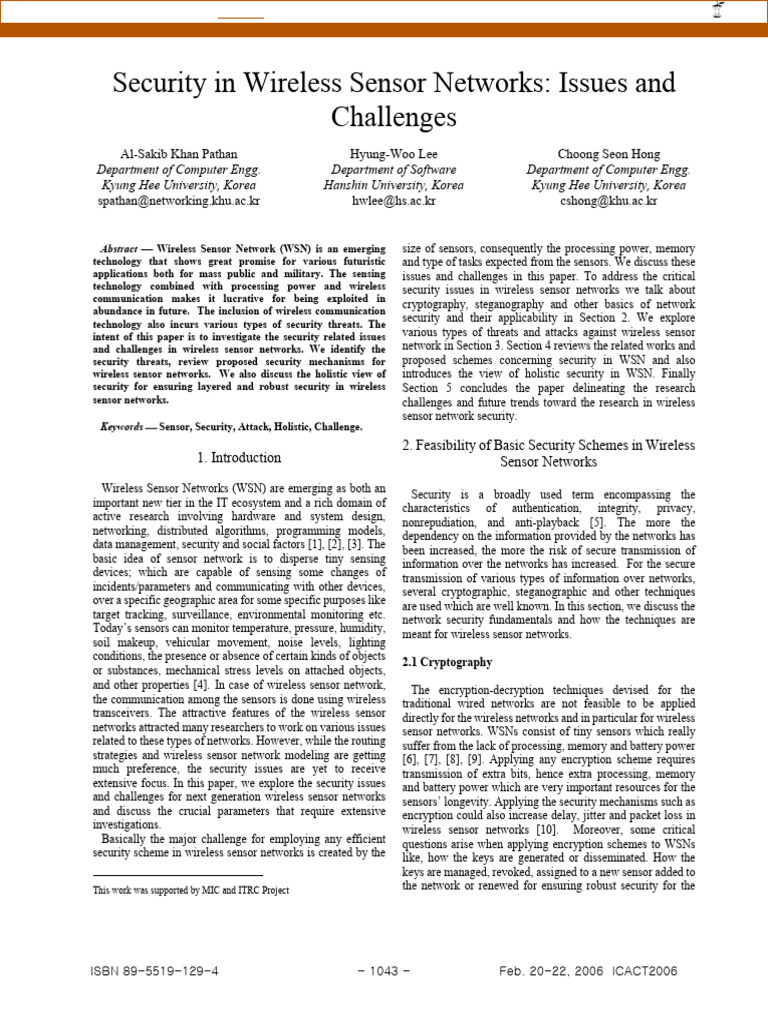 Security in Wireless Sensor Networks: Issues and Challenges: Al-Sakib ...