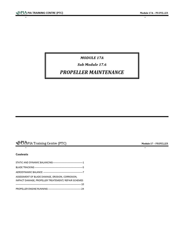 PTC B1.1 Notes - Sub Module 17.6 (Propeller Maintenance) | PDF ...