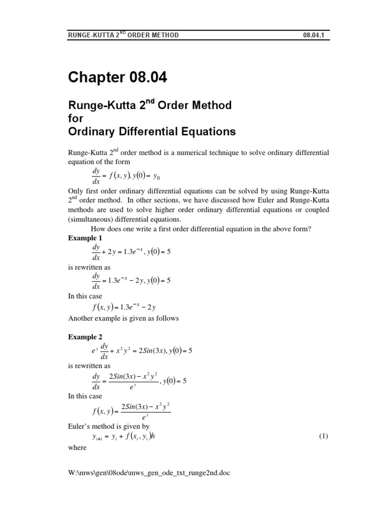 08.04 RungeKutta 2nd Order Method for ODE Subtraction