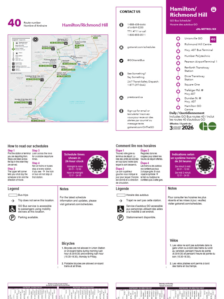 GO Transit Schedules TABLE40 | PDF | Transport routier | Transport ...