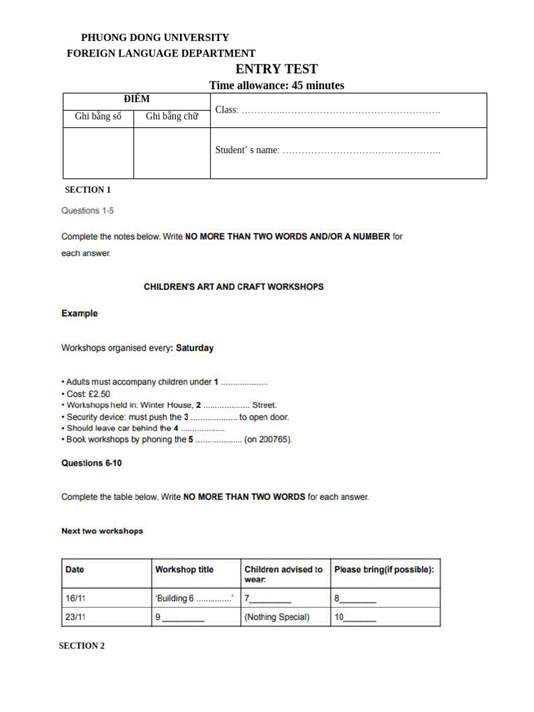 Entry Test | PDF