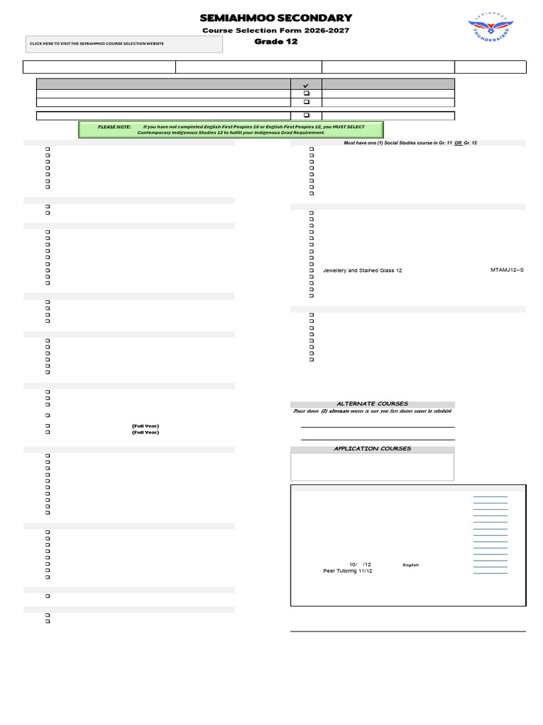 Grade 12 Course Selection Form 26 27.fd85ac197877 | PDF