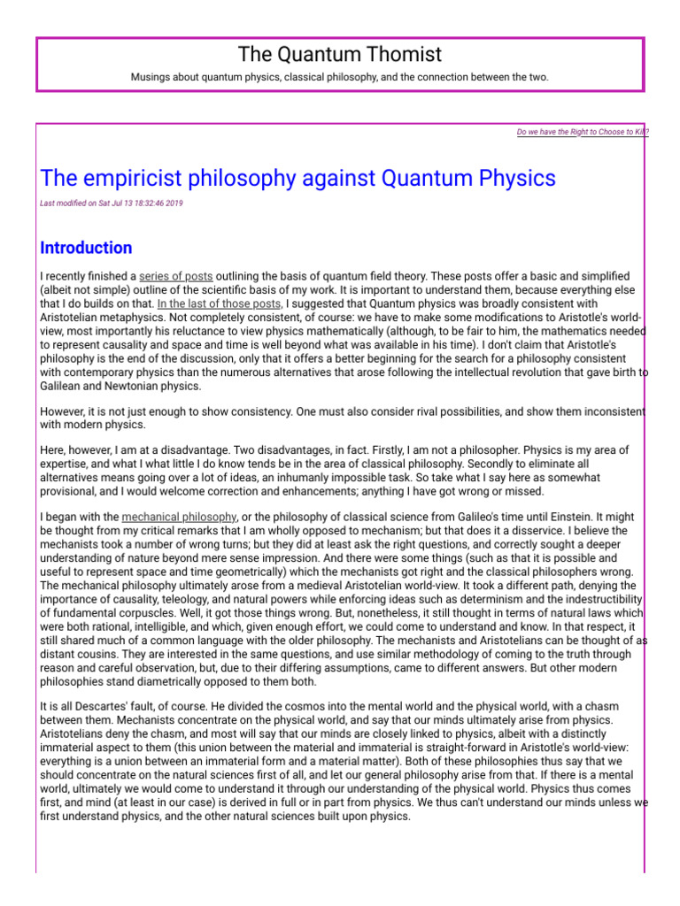 The Quantum Thomist | PDF | Idea | Function (Mathematics)