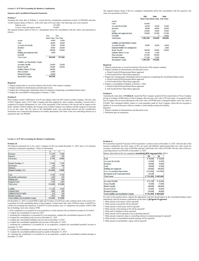 Lecture 2 Part 2 ACP104 | PDF | Goodwill (Accounting) | Fair Value