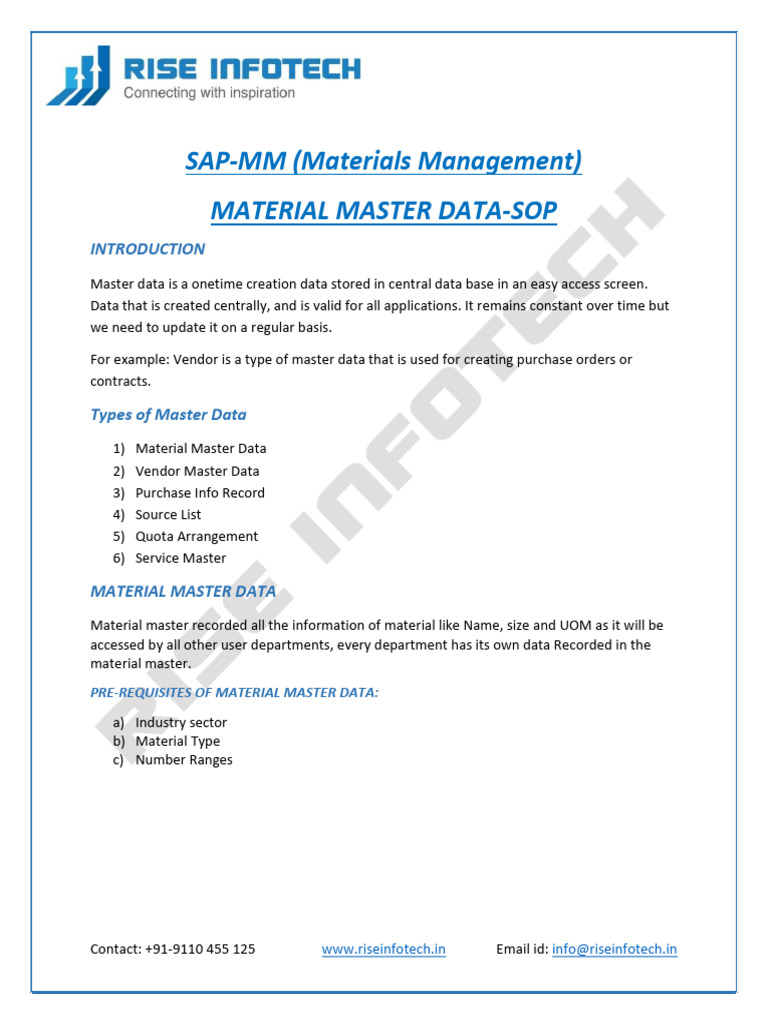 2) Material Master Data SOP 2.0 | PDF | Information Technology ...