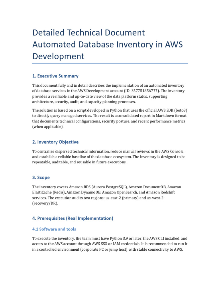 Inventory AWS Dartabases | PDF | Amazon Web Services | Databases