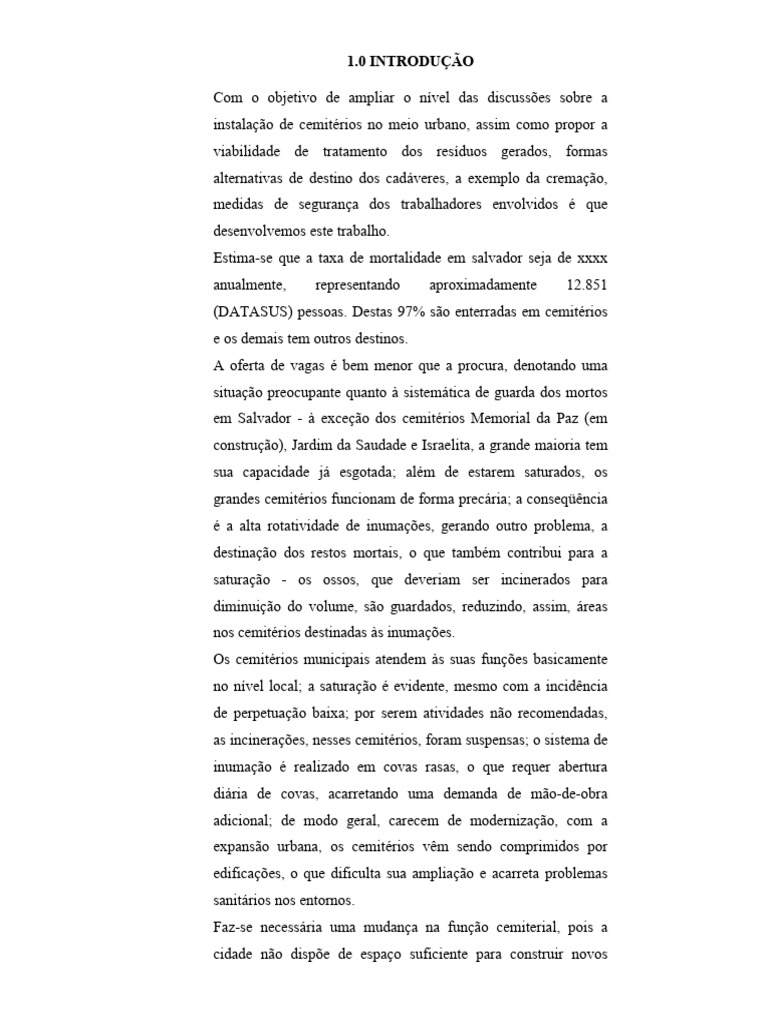 Trabalho de Cemiterios FINAL | PDF | Cremação | Desperdício