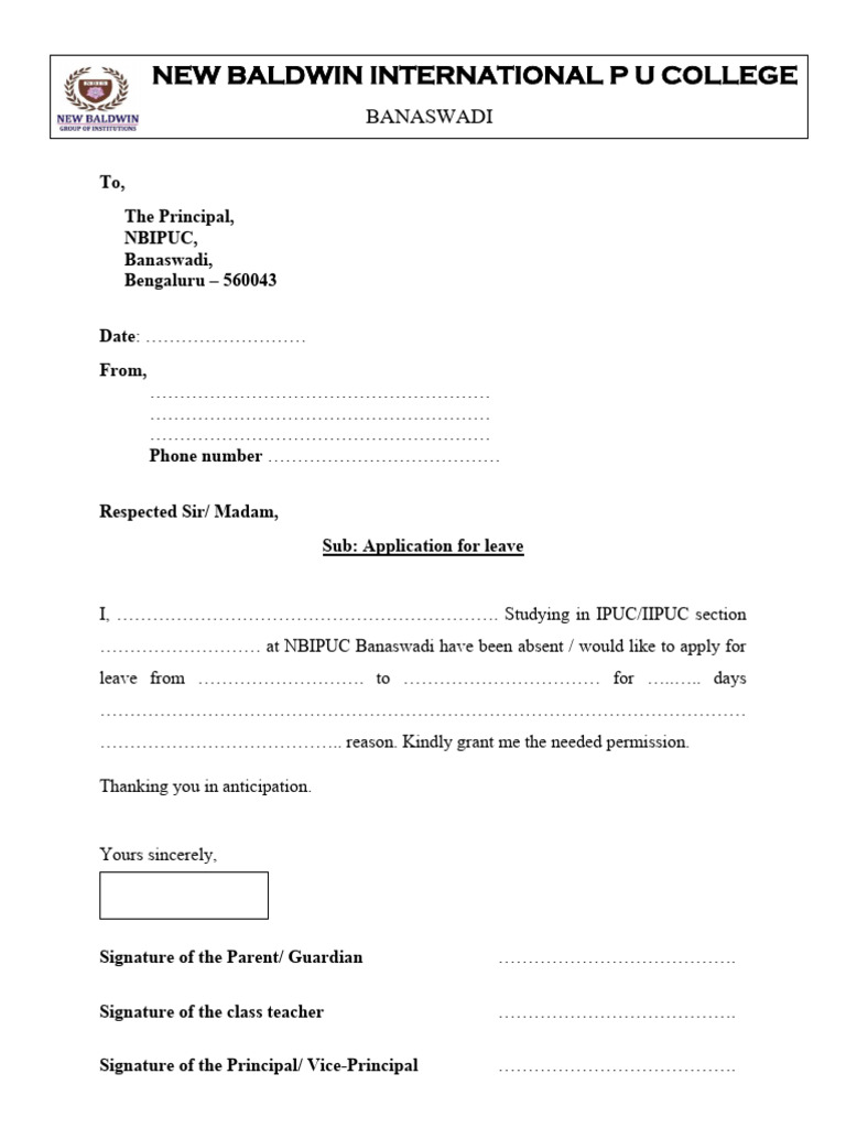 Student Leave Application | PDF