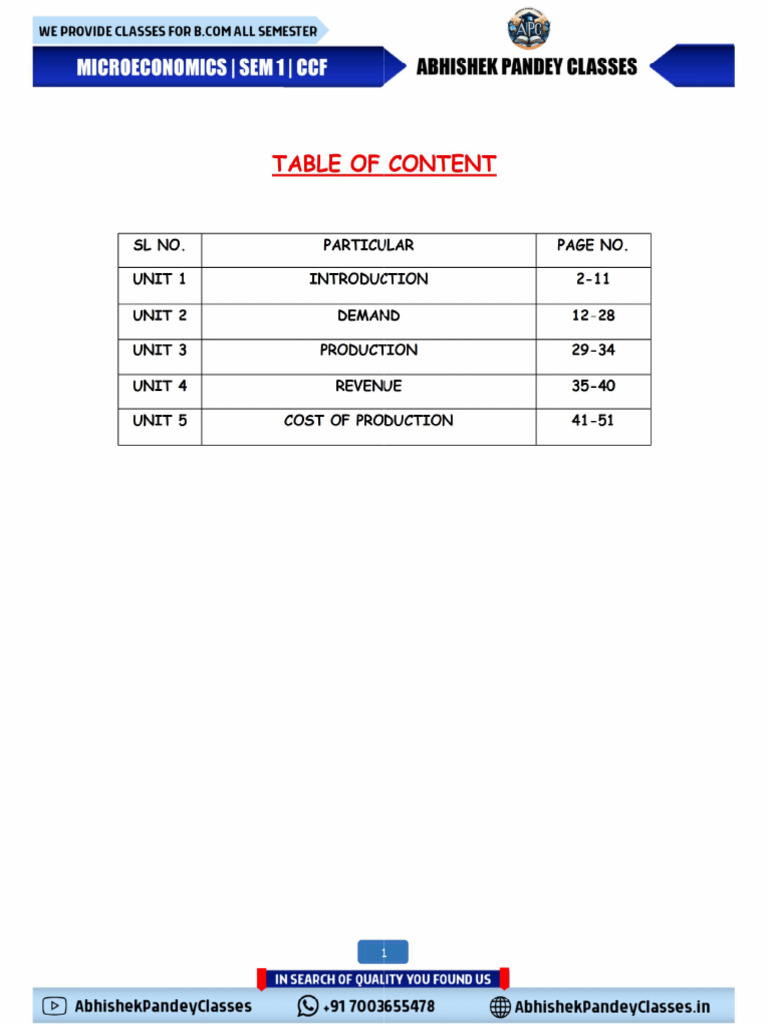 Micro Economics Sem-1 CCF Main Book | PDF