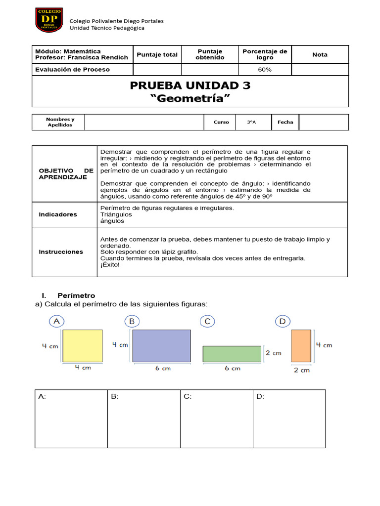 Prueba Unidad 3 Matematica | PDF