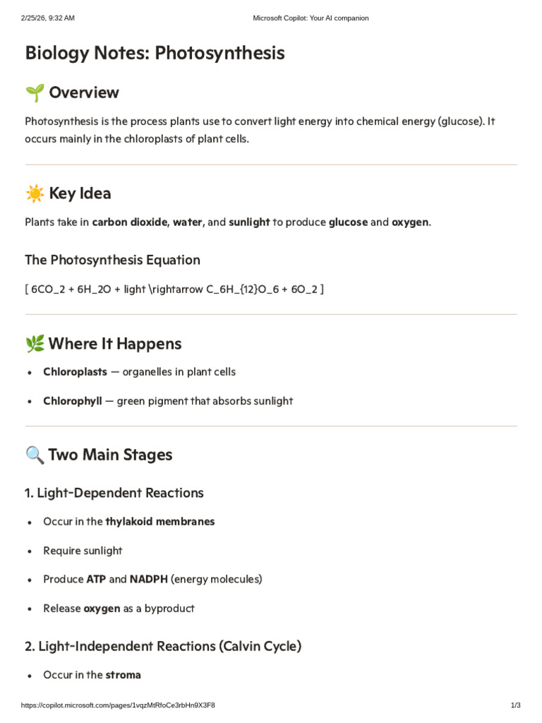 Biology Notes | PDF | Photosynthesis | Chloroplast
