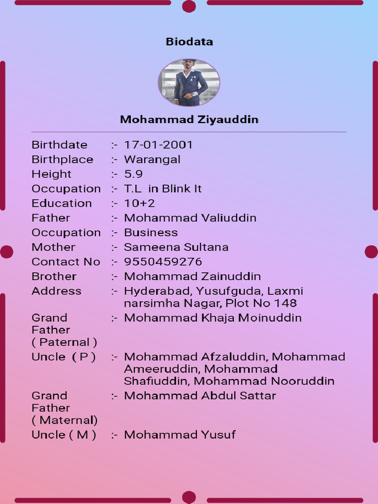 Biodata 0314 1 | PDF