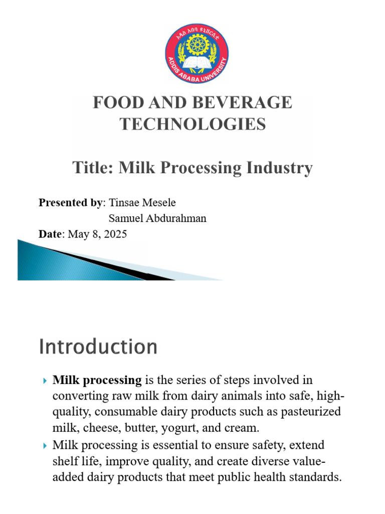 Milk Processing | PDF | Milk | Dairy