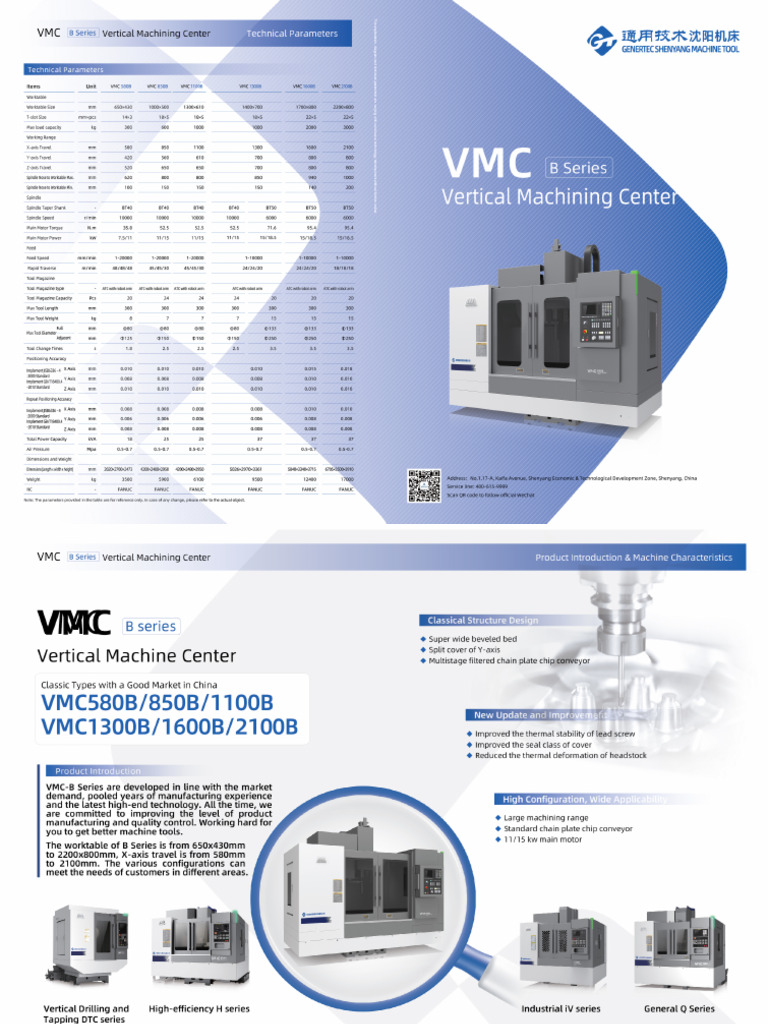 SMTCL VMC Q B H Series Vertical Machining Center Catalog | PDF | Drill ...