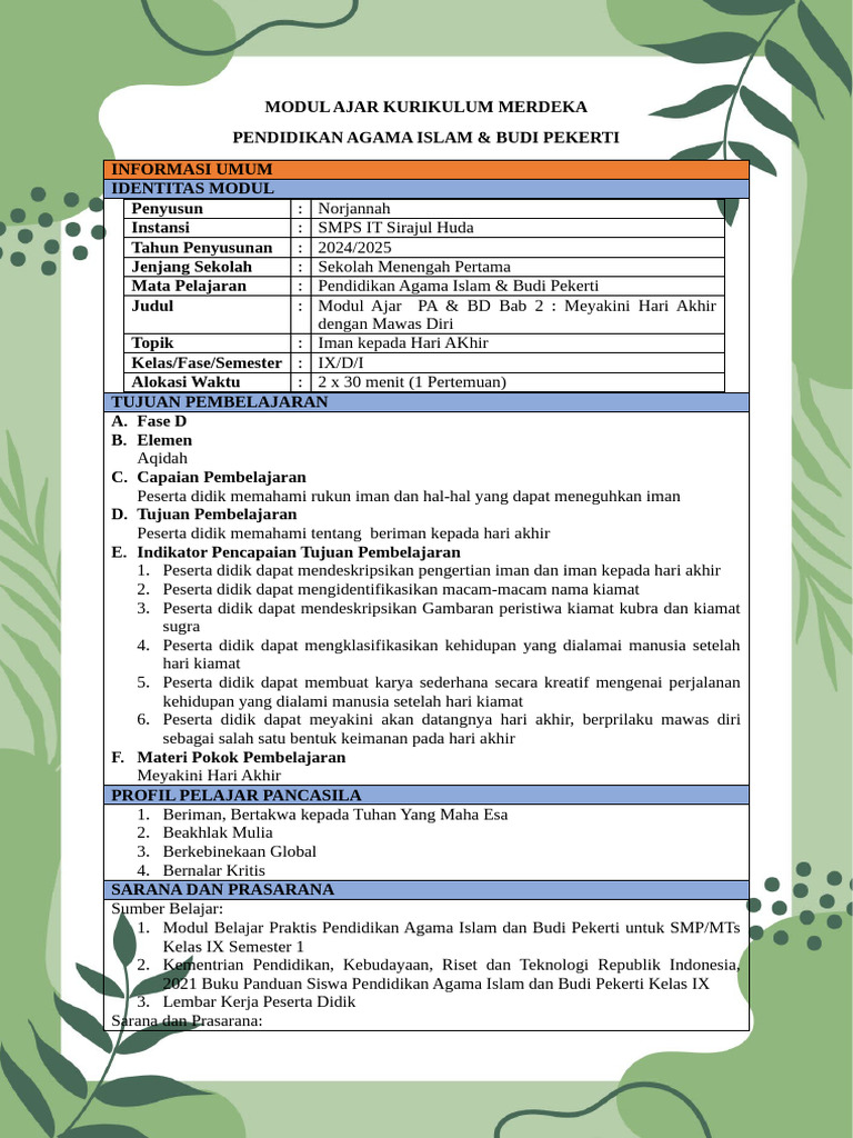 Modul Ajar Kelas Ix Bab 1 | PDF