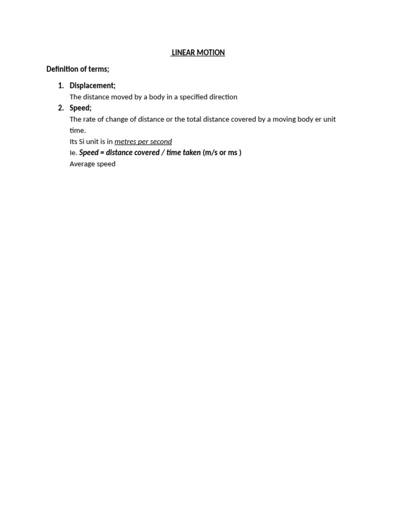 Linear Motion | PDF