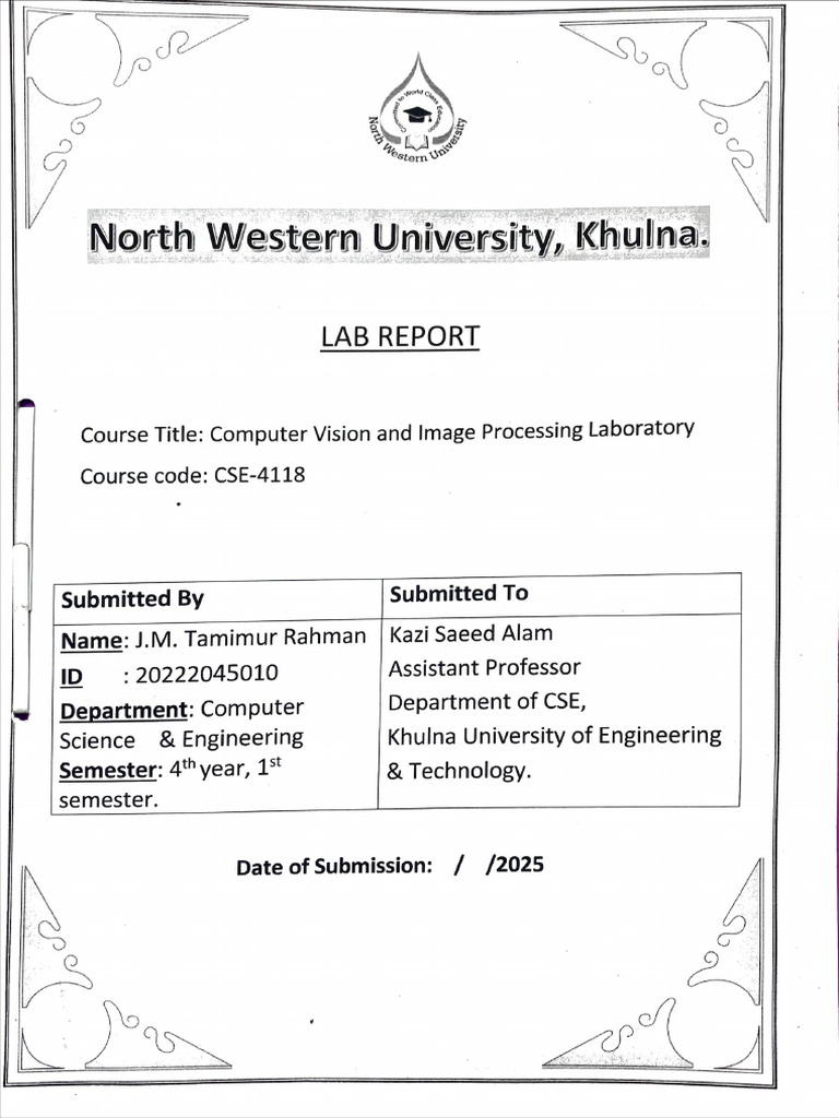 Image Processing Lab Report 1 | PDF