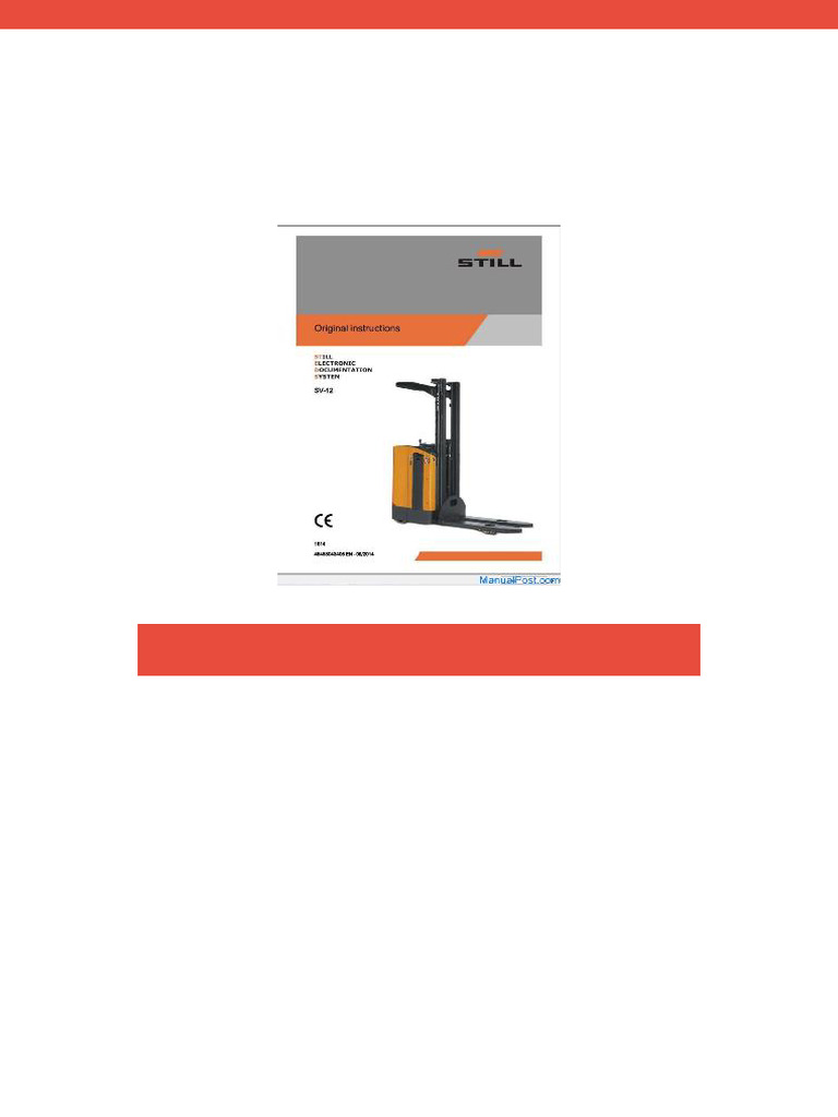 Still Pallet Stacker Sv12 Original Instructions | PDF