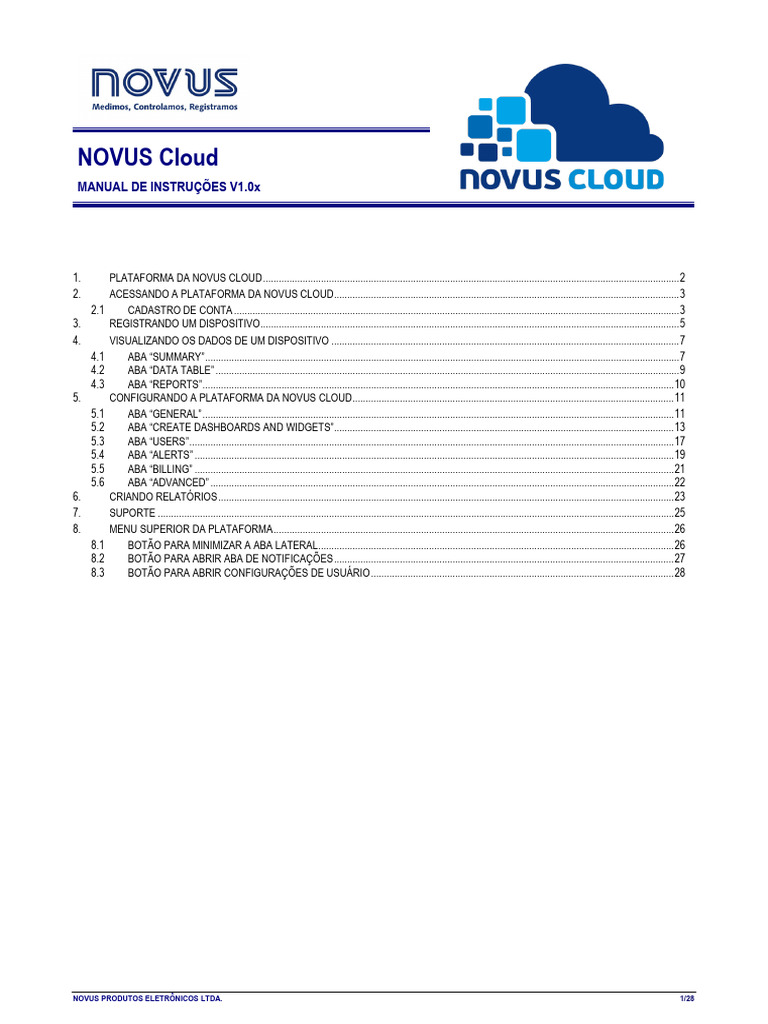Manual Novus Cloud v10x PT | PDF | Autenticação | Computação em nuvem