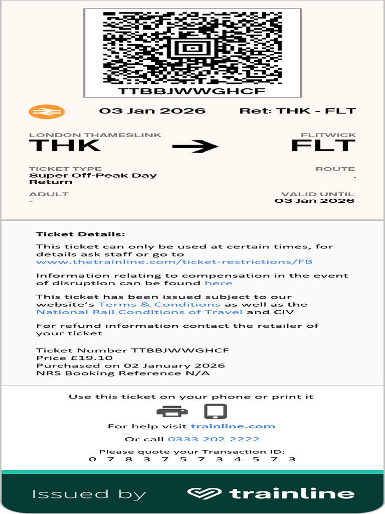 Train 01flitwick OpenReturnBy 04 Ene 2026 | PDF