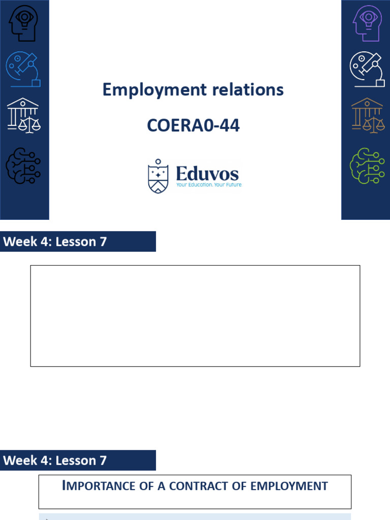 COERA0 Slide Deck Week 4 Lesson 7 | PDF | Labour Law | Employment