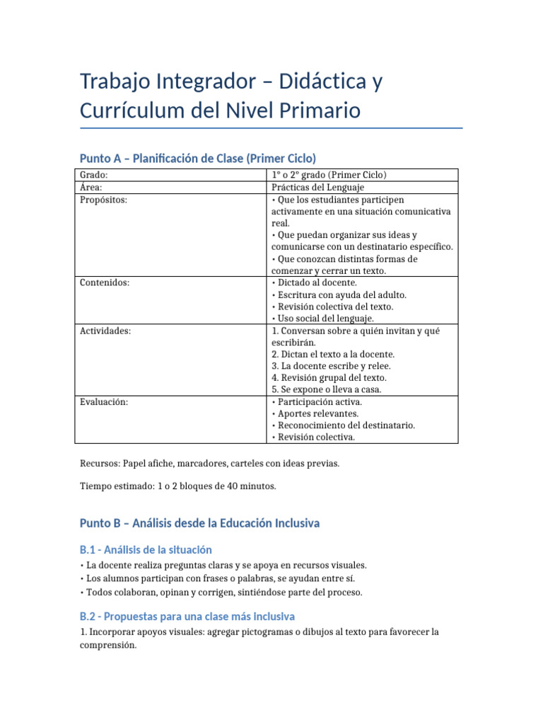 Trabajo Integrador Didactica Curriculum | PDF | Maestros | Plan de estudios