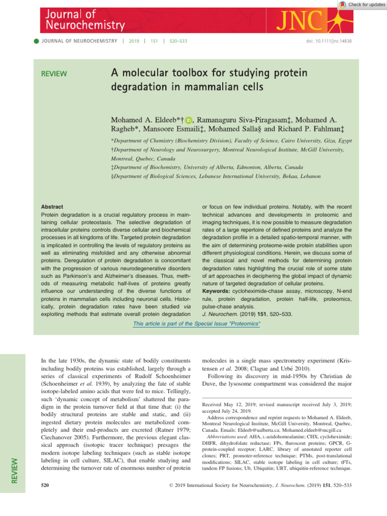 Journal of Neurochemistry - 2019 - Eldeeb - A Molecular Toolbox For ...